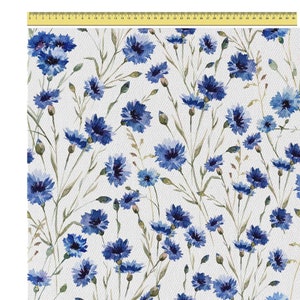 1 mètre Fleurs dans le pré Bleuets et coquelicots Velours italien, Prairie fleurie Velvet, Tissus dameublement Velor, tissus dameublement, tissus velours Décoration intérieure image 2