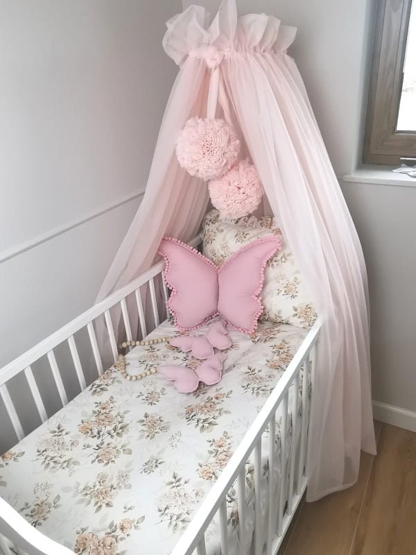 TupTam Ciel De Lit Bébé Avec Nœud Rose Clair 160x240 Cm - Baldaquin Lit Enfant Coton