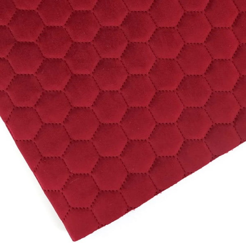 Velvet Quilted Hexagon Quilted Fabric Upholstery Etsy