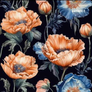 1 mètre Coquelicots, Fleurs des champs Tissu de velours italien, Velours d'ameublement, tissu d'ameublement, tissu de velours italien, impression numérique, largeur 142cm image 9