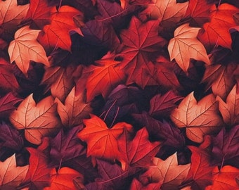 Autumn leaves, maple leaves Waterproof fabric, Polyester Waterproof, Outdoor fabric, Oilcloth Outdoor, Home Decor, Digital Print