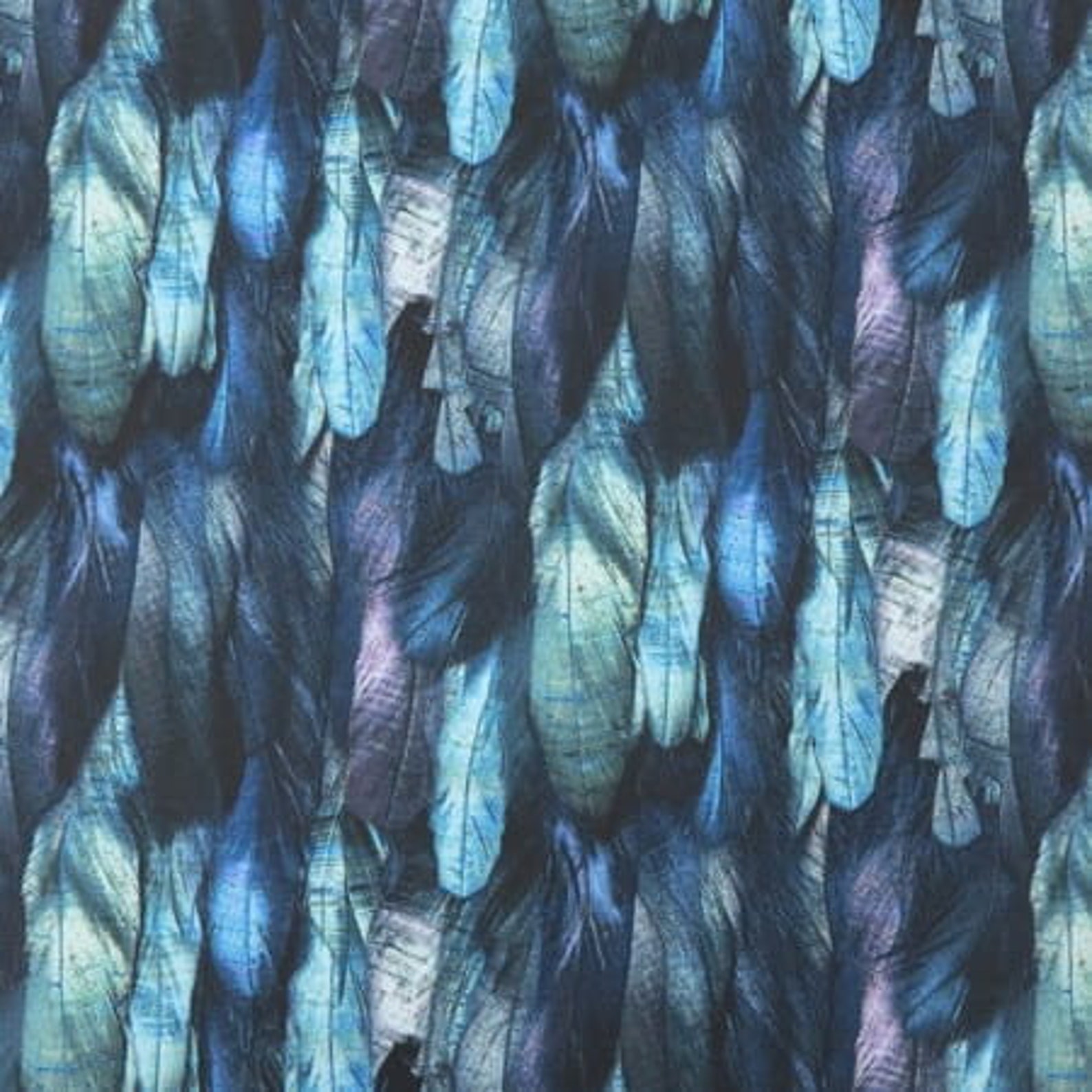 Feathers Waterproof fabric turquoise blue feathers Feathers Etsy