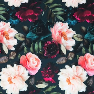 Wild Roses Italian Velvet Fabric, Upholstery Fabric, Upholstery Velvet, Digital Print of Wild Roses Pattern