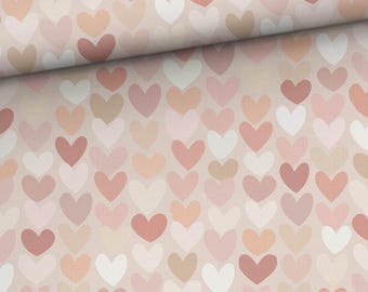Pastel hearts, hearts Single jersey fabric, cotton jersey, jersey for sewing clothes, Valentine's Day hearts, digital print