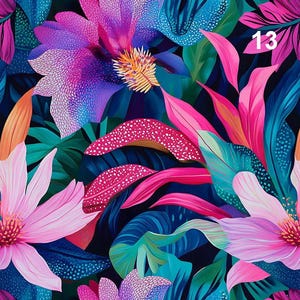 1 Meter Bunte ausgefallene Blumen, Zaubergarten, Italienischer Samt, Velvetstoff, Blumen Velour Stoff, Digitaldruck-Samtstoff