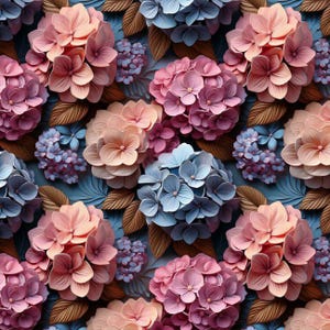 1 yard Pastel pink blue hydrangea flowers Waterproof Fabric Oxford, Polyester Waterproof, Fabric Outdoor, Garden Fabric, Digital Print