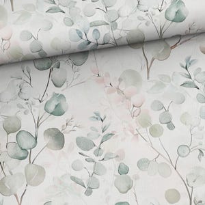 Eucalyptus leaves Muslin, Bamboo Muslin Fabric, Bamboo Viscose, Swaddle Muslin Fabric, Nursery Decor Bedding, Digital Print