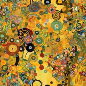 1 Meter Gustav Klimt Blumenmuster Velours, Italienischer Samt, Velvetstoff, Velour Stoff, Digitaldruck-Samtstoff, Art Deco Stoff