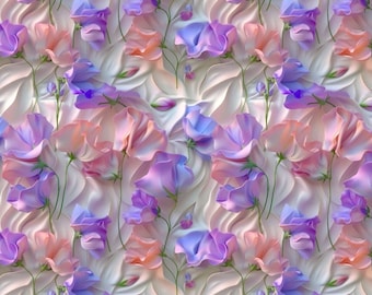 1 yard sweet pea flowers, Blooming Flowers Waterproof Fabric, Flowers Polyester Waterproof, Flowers Fabric, Outdoor Fabric, Digitalprint