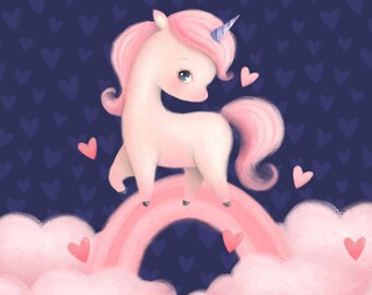 Tela de sudadera con bucles de unicornio y corazones, Tela de sudadera con unicornios y arcoíris, tela para panel de sudadera de princesa para niñas, Día de San Valentín