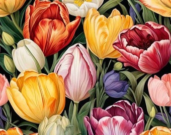 Tulipas de 1 metro, flores da primavera Tecido de veludo italiano, veludo para estofados, tecido para estofados, tecido de veludo italiano, impressão digital