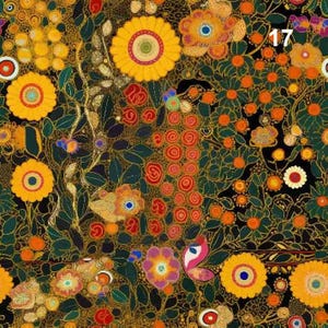 1 Meter Gustav Klimt Blumenmuster Velours, Italienischer Samt, Velvetstoff, Velour Stoff, Digitaldruck-Samtstoff, Art Deco Stoff