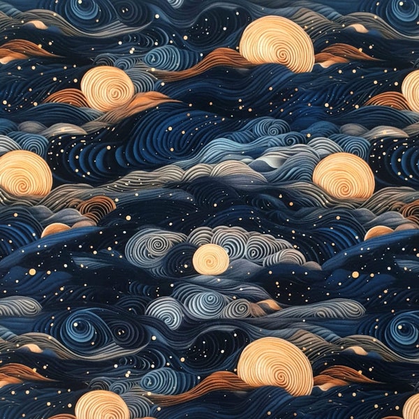 1 Meter Abstraktion des Nachthimmels Italienischer Samt, Velvetstoff, Velour Stoff, Digitaldruck-Samtstoff, Samt für Vorhänge