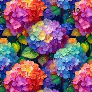 Tessuto impermeabile multicolore con fiori di ortensia arcobaleno da 1 metro, tessuto Oxford in poliestere impermeabile, tessuto per tappezzeria per esterni, stampa digitale