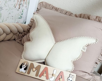 Personalized Butterfly Pillow, Butterfly Velvet Pillow, Velvet Pillow with Pompoms, Pillow for girl, Decorative Baby Pillow, Crib Pillow