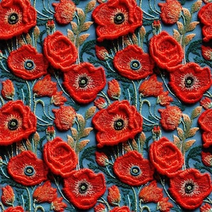 1 Meter Red poppies Italian Velvet Fabric, Upholstery Velvet, Digital Print, Velvet curtain, velvet pillow, Home Decor Fabric