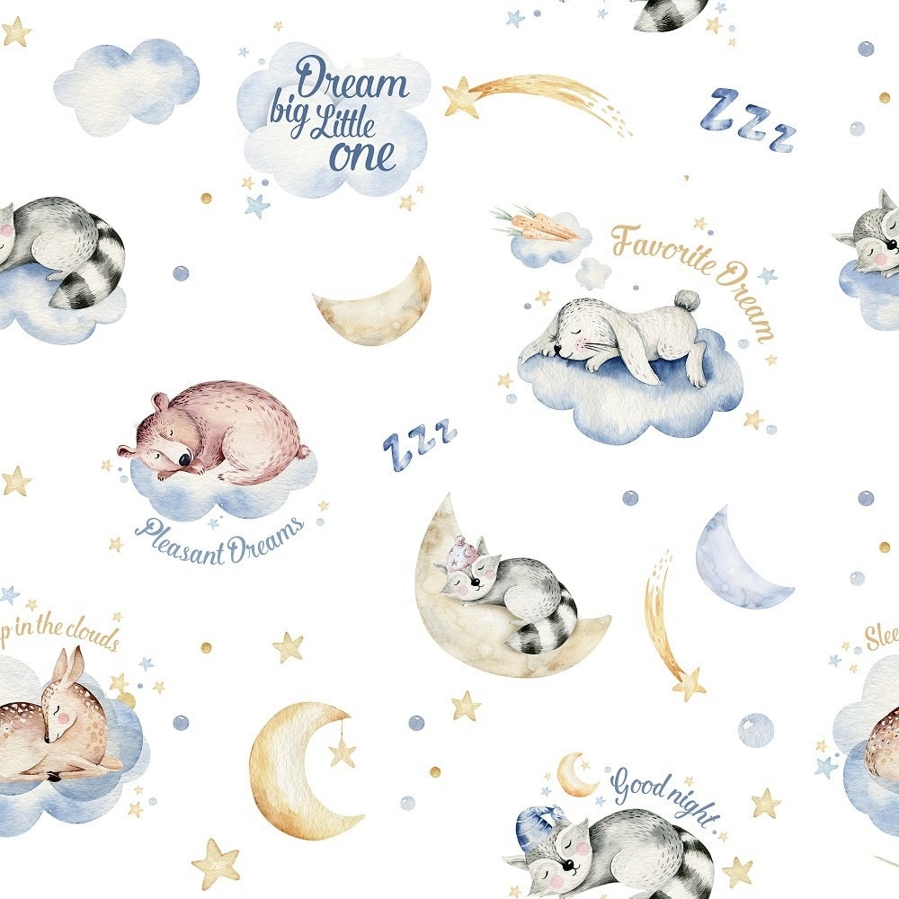 Sleeping Animals Fabric Sweet Sleepers Premium Baby Cotton Etsy