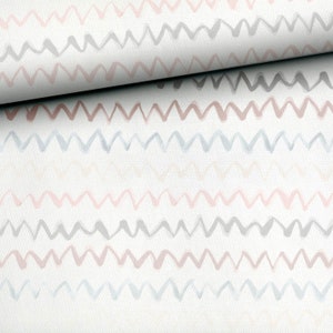 Tissu en coton à chevrons sur fond blanc, motif zigzag (amis de la forêt), coton premium de haute qualité, 50 x 150 cm.