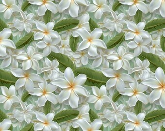 1 yard Blooming porcelain White Flowers Waterproof Fabric, White Flowers Polyester Waterproof, Flowers Fabric, Outdoor Fabric, Digitalprint