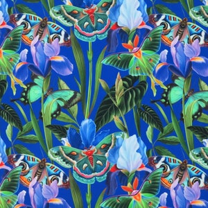 Tessuto in velluto italiano con farfalle e fiori colorati, velluto da tappezzeria, tessuto da tappezzeria, tessuto in velluto italiano, stampa digitale farfalla