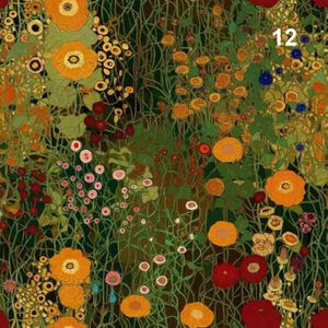 1 Meter Gustav Klimt Blumenmuster Velours, Italienischer Samt, Velvetstoff, Velour Stoff, Digitaldruck-Samtstoff, Art Deco Stoff