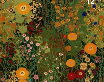 1 yd Gustav Klimt Flowers Italian Velvet Fabric, Upholstery Velvet Klimt Digital Print, Velvet curtain, velvet pillow, Art Home Decor Fabric