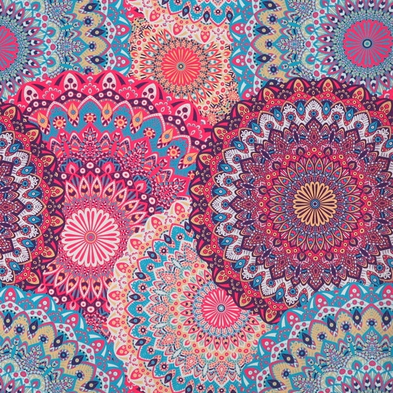 ABAKUHAUS Mandala Tessuto a Metraggio, Boho Paisley Folklore, Tessuto in Microfibra per Arti e Mestieri, 1M (230x100cm), Coca-Cola Grigia E Senape