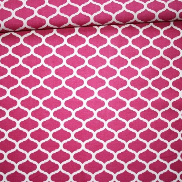 Tissu coton, Mini maroc fuchsia blanc rose foncé, tissu marocain mini plaid, motif marocain, coupé aux compteurs 50 cm/0,55 yd