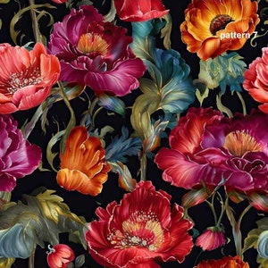 1 mètre Coquelicots, Fleurs des champs Tissu de velours italien, Velours d'ameublement, tissu d'ameublement, tissu de velours italien, impression numérique, largeur 142cm image 3