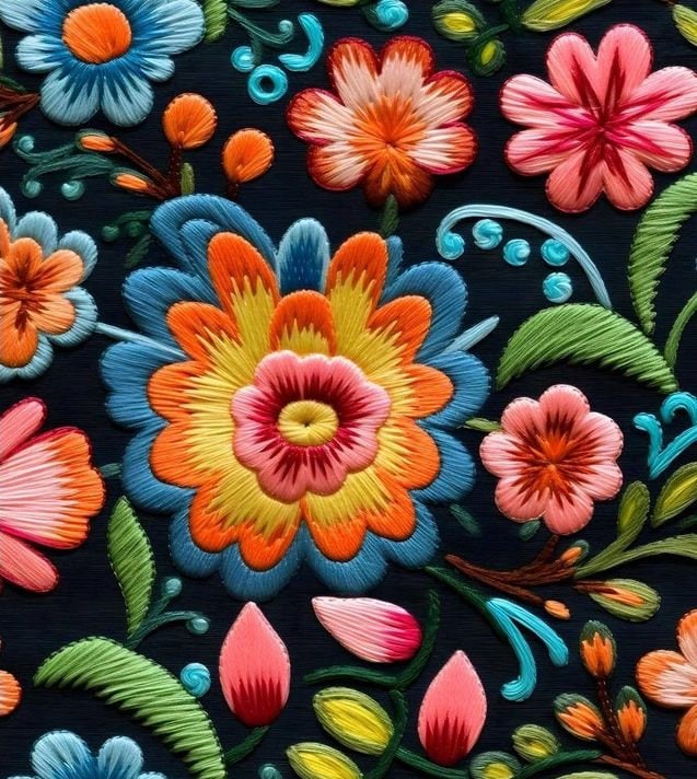 1 Meter Embroidered flowers (imitation) Italian Velvet Fabric, Upholstery Velvet Fabric, Digital Print, Velvet curtain, Home Decor Fabric