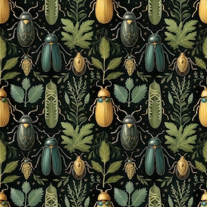 Tissu velours 1 mètre Insectes forestiers, coléoptères forestiers, velours d'ameublement, tissu d'ameublement, tissu velours italien, impression numérique