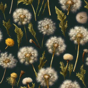 1 Meter Löwenzahn Blumen Italienischer Samt, Velvetstoff, Wildblumen Velour Stoff, Digitaldruck-Samtstoff