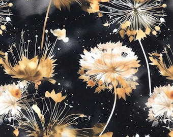 Dandelions Italian Velvet Fabric, Upholstery Fabric, Pastel Dandelions Upholstery Velvet, Digital Print of Dandelions Pattern