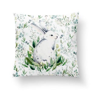 Kaninchen Kissenbezug Premium Baumwollstoff, Hase Baumwollkissen für Kinderbett, Kinderzimmer, Kinderkissen 35x35cm, Babyparty Geschenk