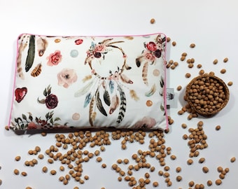 Organic Cherry Pillow, Cherry pits bag, Cherry Pits heating pad, Cherry Stone, Wheat, Linseed bag, removable cover, mustard seed charlock