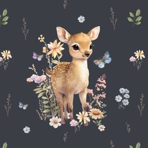 Forest kids animals Sweatshirt fabric, stretch Knitwear, French terry knit fabric, cotton knitwear, forest friends, woodland animals