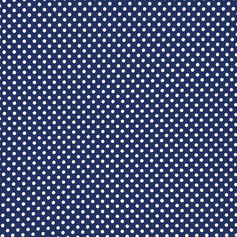 Petits points blancs 4 mm sur fond marine tissu de coton en Etsy
