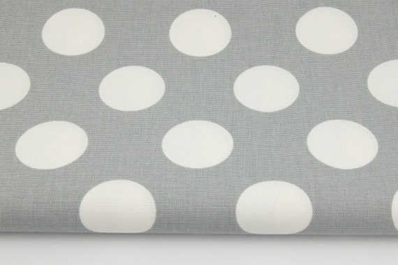 Multi color Polka Dot Print on White Cotton Polyester Blend Fabric