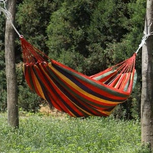 Hamac brésilien coloré, hamac à rayures colorées, hamac de jardin multicolore