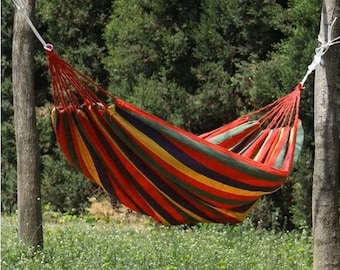 Colorful Brazilian Hammock, Hammock with colorful stripes, Multicolored Garden Hammock