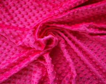 Fuchsia Minky, Dark pink Plush fabric Minky, amaranth purple, dimple Minky, dots Minky, dot, 350g/m2 -  50x155cm - 0,55x1,70 yd - 19"x61"