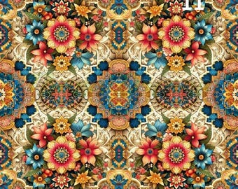 1 Meter mehrfarbiges Blumenmosaik, Buntglas, Samtpolsterung, abstrakter Samt Polstersamt, Polsterstoff, Velourstoff, Möbelpolster, Art Decor
