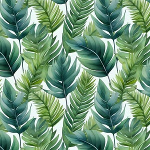 1 yd Tropical leaves, jungle leaves Waterproof Fabric, Palm leaves Impregnated Fabric, Waterproof Polyester, digital print