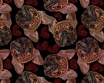 1 Meter Bulldoggen Italienischer Samt, Bulldoggen Velvetstoff, Velour Stoff, Digitaldruck-Samtstoff, Bulldoggen Samt
