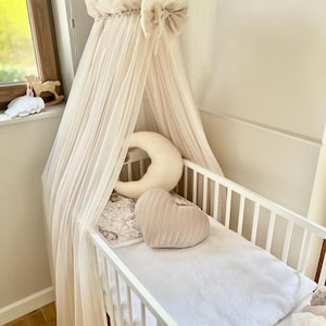 Dreamy Baby Baldachin, Bow, Metal handle, Baby Crib Canopy, Nursery Canopy, Bed Baldachin, Canopy Kids Room, Tulle canopy