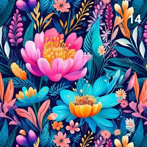 1 Meter Bunte ausgefallene Blumen, Zaubergarten, Italienischer Samt, Velvetstoff, Blumen Velour Stoff, Digitaldruck-Samtstoff