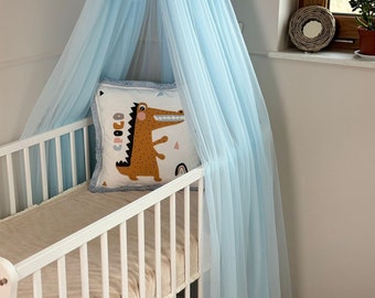 Dosel para bebé, grandes pompones, asa de metal, dosel para cuna, dosel para habitación de bebé, dosel de tul