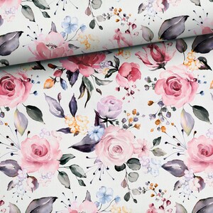Pink Roses, Blooming Flowers, Rose Garden Bamboo Muslin Fabric, Bamboo Viscose, Swaddle Muslin Fabric, Nursery Decor Bedding, Digital Print