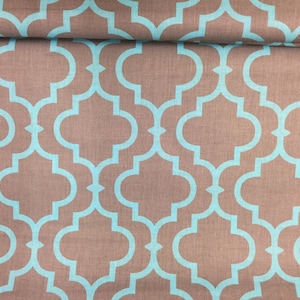 Tessuto marocchino turchese su sfondo grigio, tessuto 100% cotone, grande marocchino, tessuto a quadretti marocchino, motivo marocchino 0,5 m/50 cm/0,55 yd