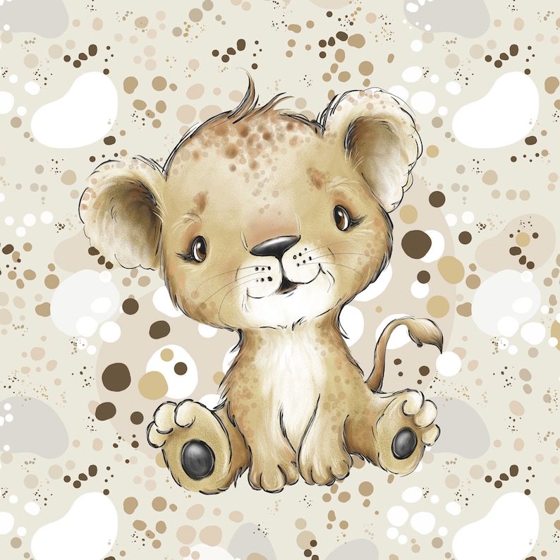 African wild safari animals Sweatshirt fabric, stretch Knitwear, French terry knit fabric, cotton knitwear Savannah animals, digital print image 7